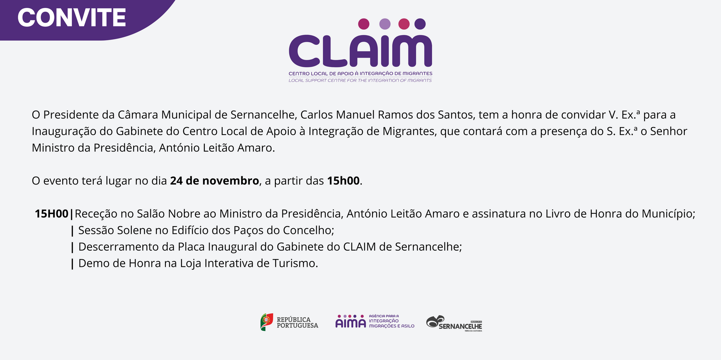 convite abertura claim